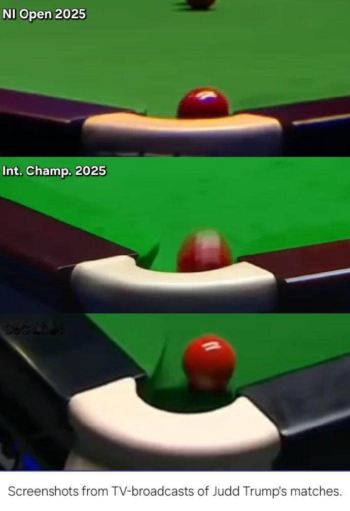 斯诺克：特鲁姆普罗伯逊质疑球桌袋口变大这段时间有关袋口变大的讨论，有国外网友做