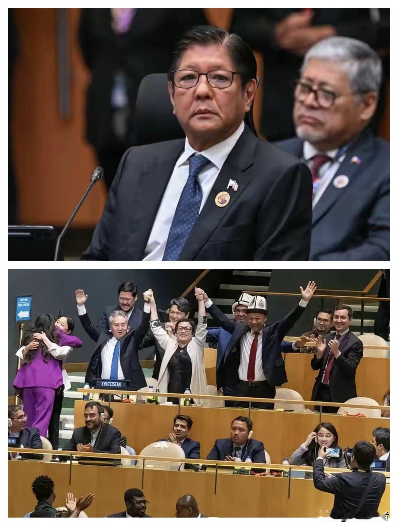 吉尔吉斯斯坦以142:49战胜菲律宾获得首次入选安理会非常任理事国。小马科斯气得