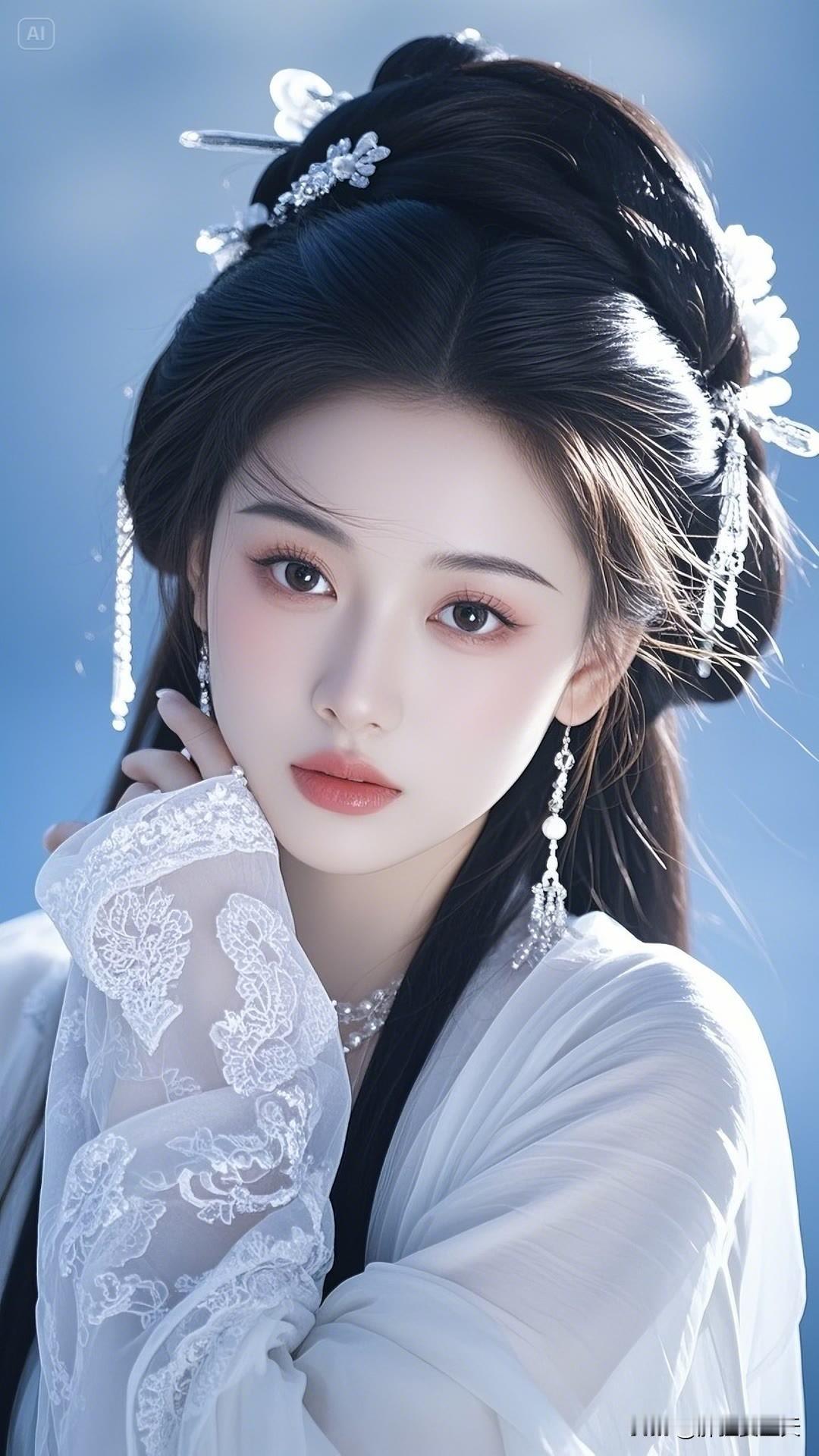 古装美人，眉如远山含烟，眼若秋水盈盈，一顾倾城。美女人像群古风