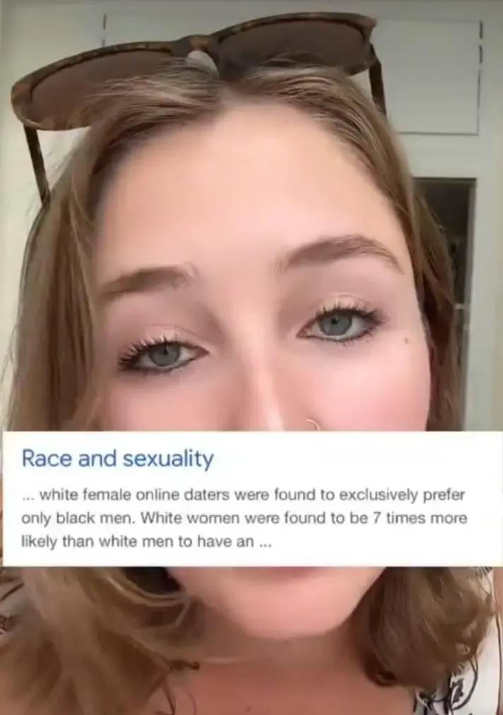 白人女孩约会刚坐下，对面白人男就追问前任肤色。她实话实说跟非裔和南亚男生谈过