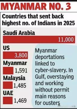 《印度时报》《经济时报》12月27日报道，印外交部日前发布“2025年印公民被遣