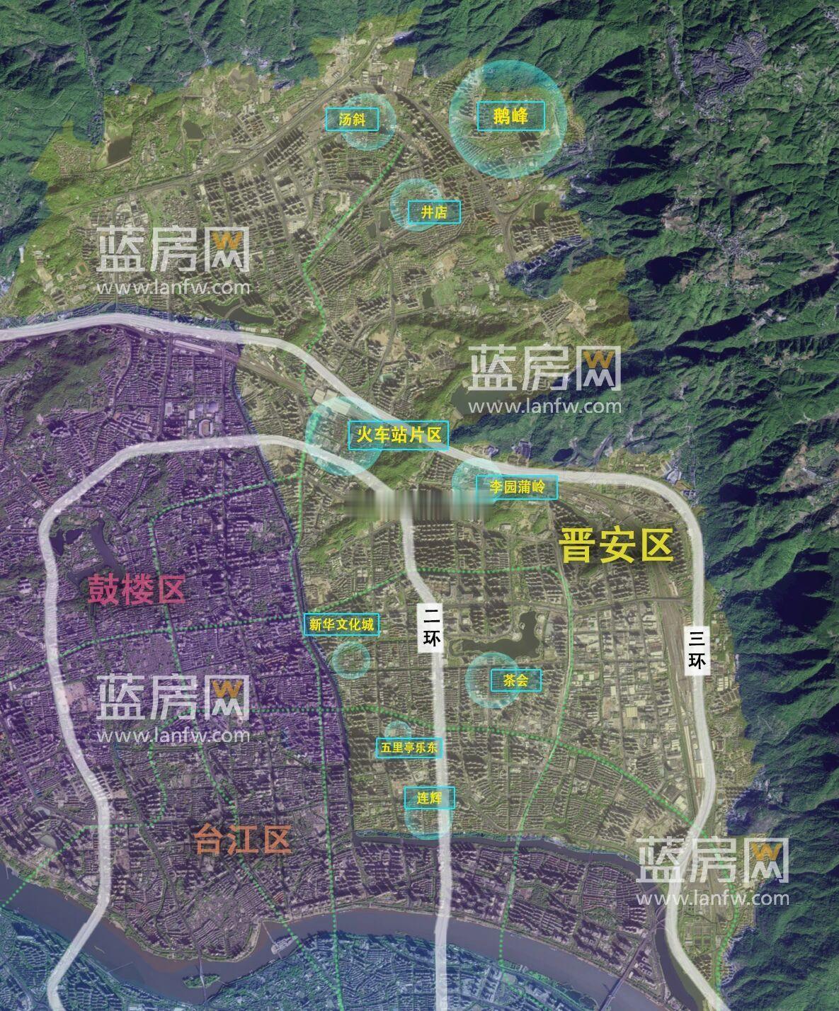 晋安区在未来五年谋划推进的九大片区旧屋区改造示意图