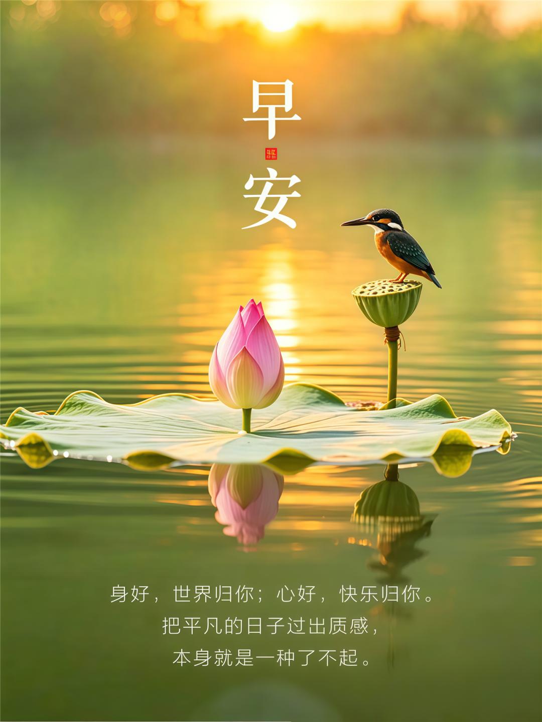 早上好吖天天传递的，是平安；日日送上的，是吉祥；时时祈祷的，是健康；深深祝愿的，