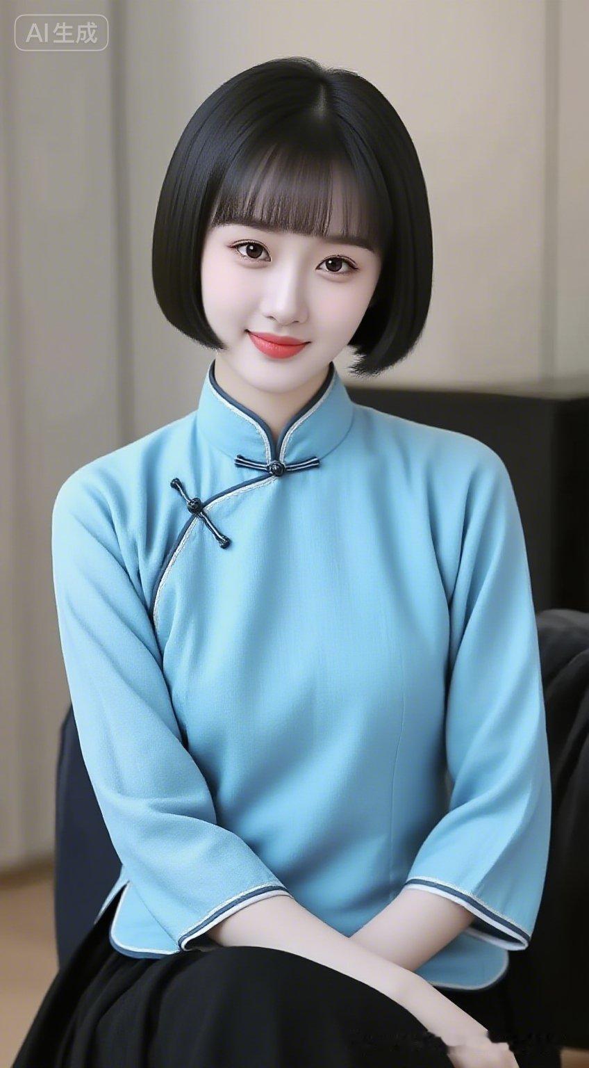这是一位穿着旗袍的漂亮姑娘。