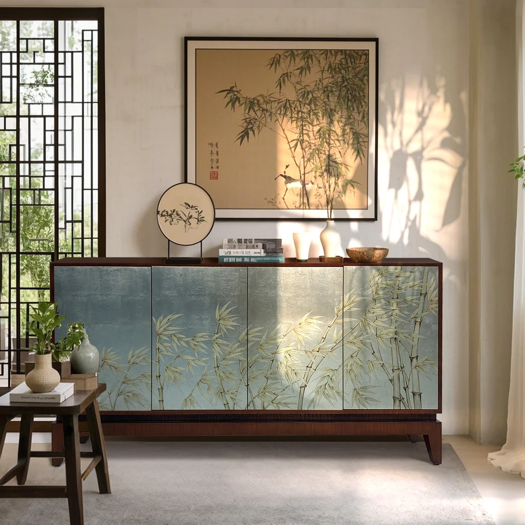 软装封神单品✨漆画边柜太有东方韵味了