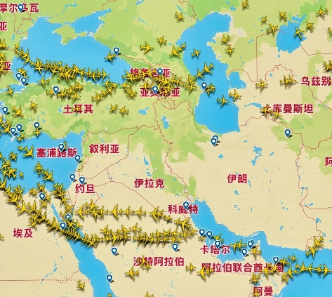 现在伊朗上空，除了以色列战机，都看不到民航客机了。以色列袭击伊朗，伊朗则展开报