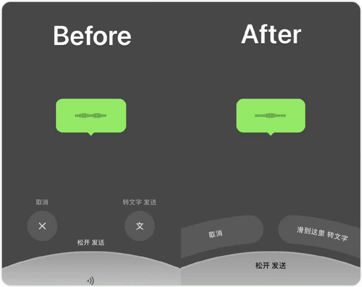 微信语音丑我怎么记得已经更新有段时间怎么今天上热搜？看前后对比新版界面更直观，