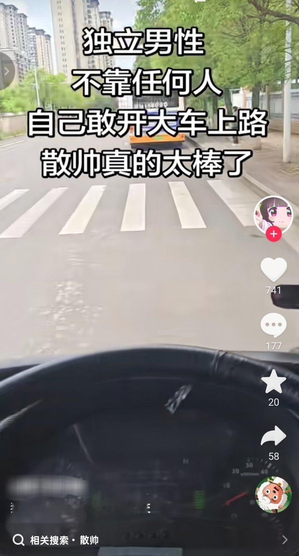 男司机，不靠任何人，自己敢开大车上路