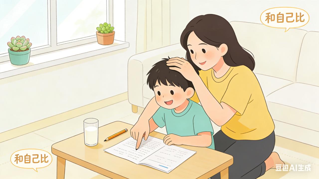 期末考试成绩揭晓后，一位女家长回到家对丈夫说：“隔壁孩子的妈妈跟我说，咱家孩子排