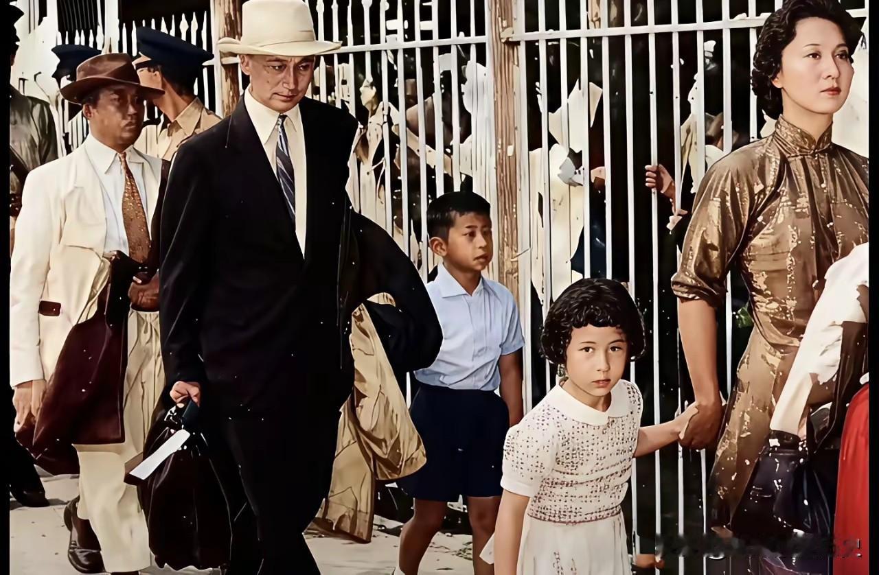 1955年，钱学森冲破美国的层层阻挠与多年软禁，终于携家人踏上归国之路，这张旧照