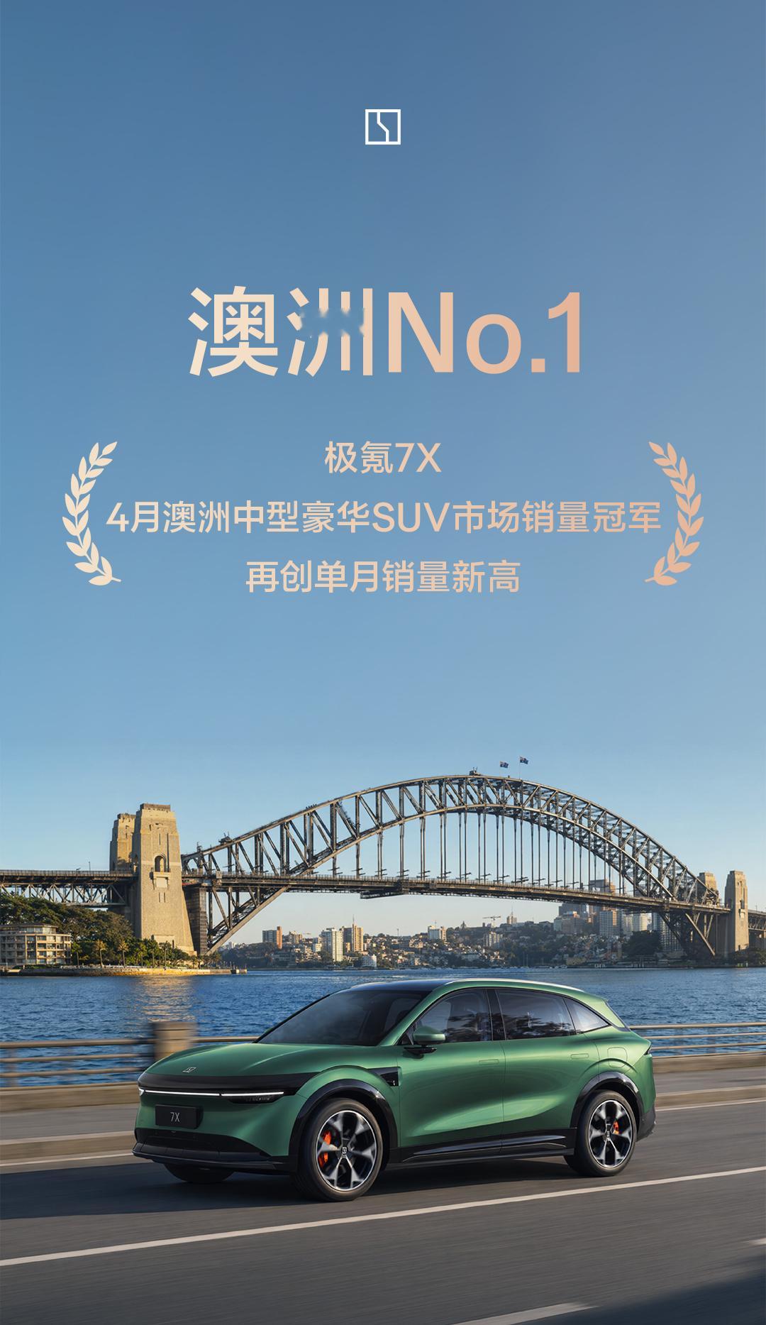 极氪7X再次获得4月澳大利亚市场No.1
