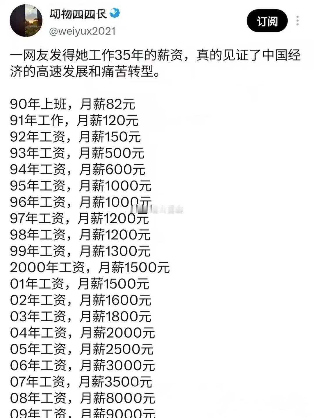 某网友晒出1990‑2026年的工资流水，网传这份个人薪资记录，引发不少人的感慨