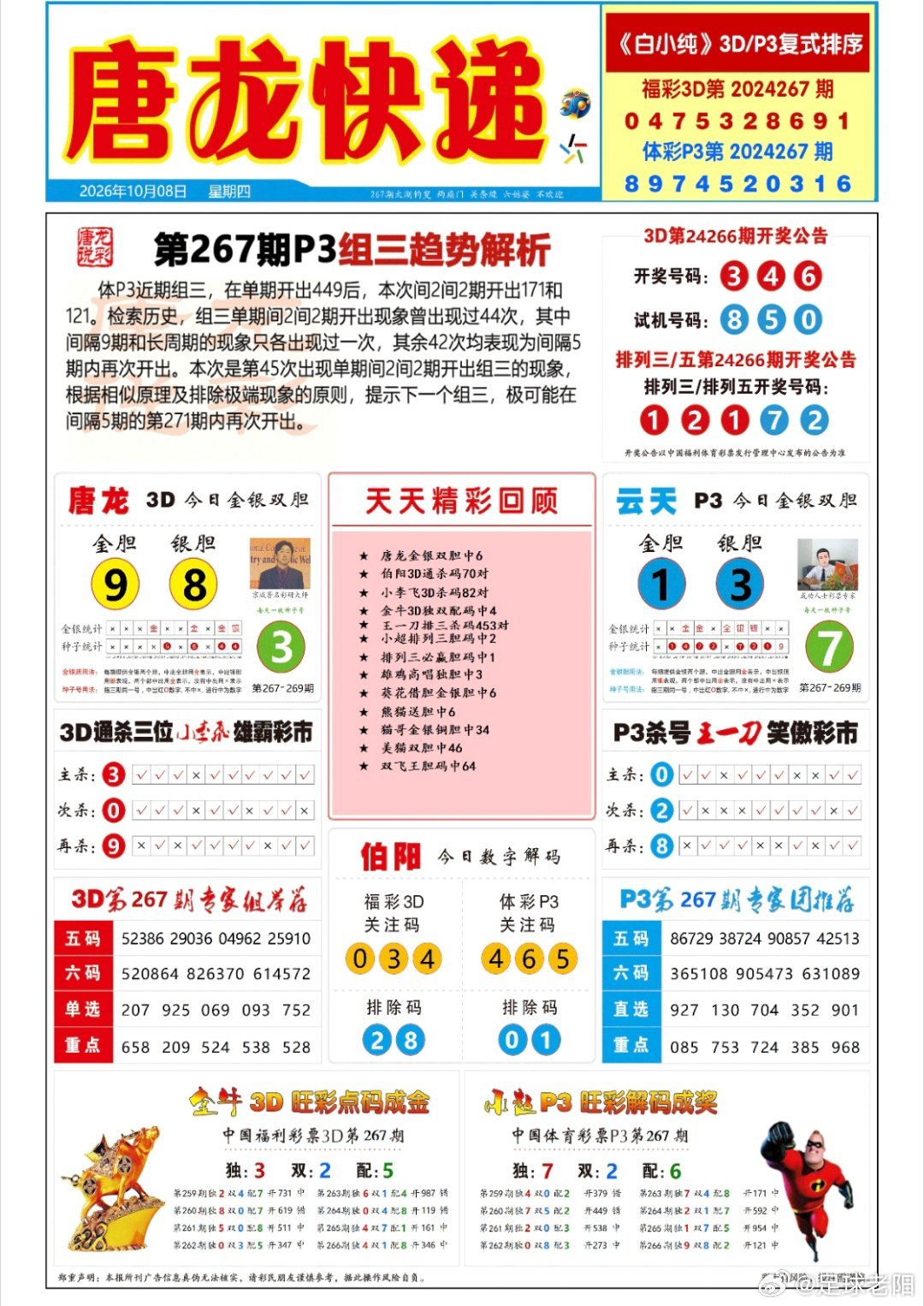 267期排三六码直选定位【432中1040】百位02456