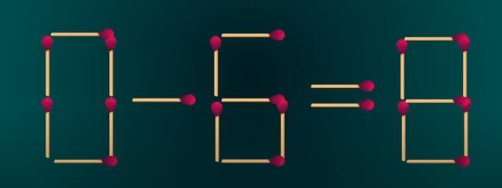在这组由火柴巧妙搭建的算式“0-6=8”中，藏着一个有趣的谜题——