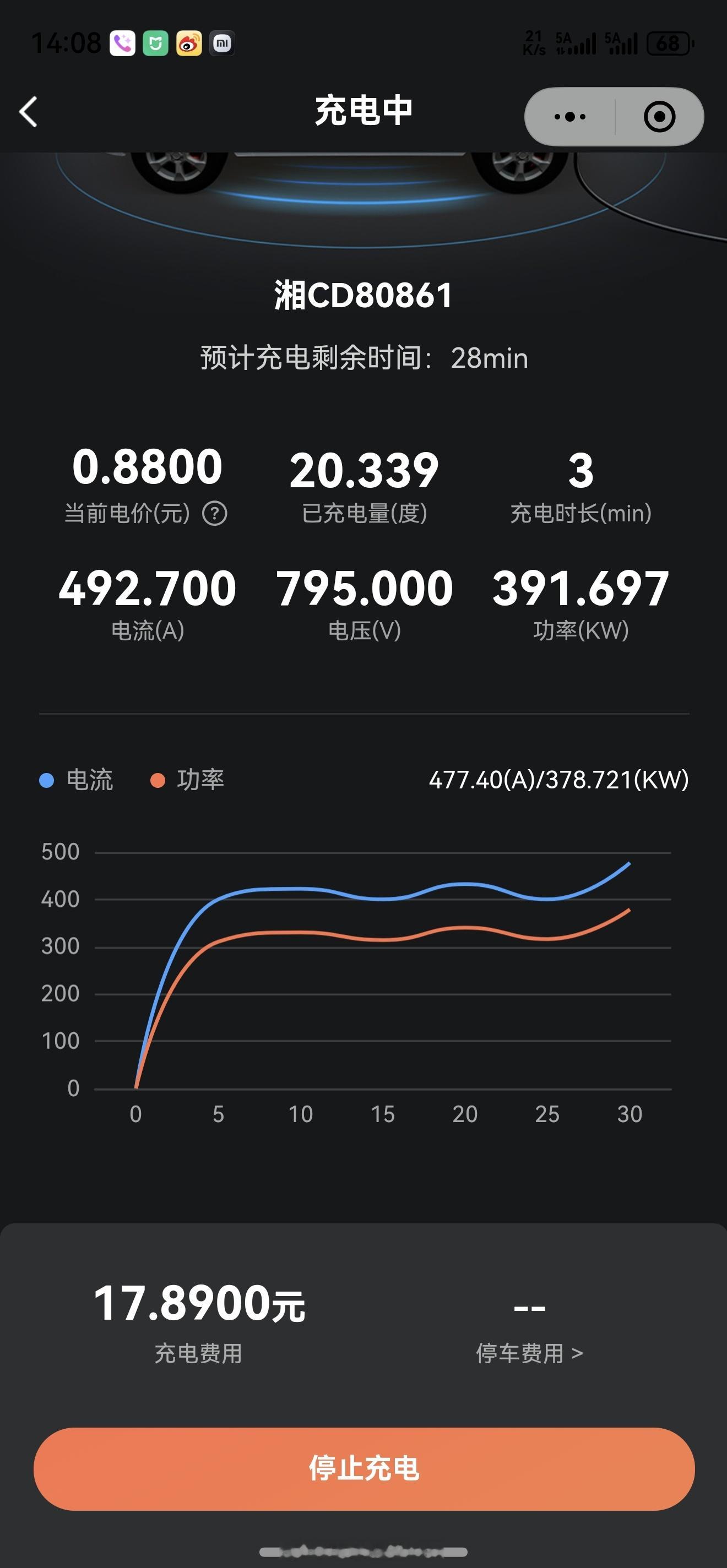 woc小米YU7竟然在华为600KW桩突破400A国标了？？功率干到400KW了