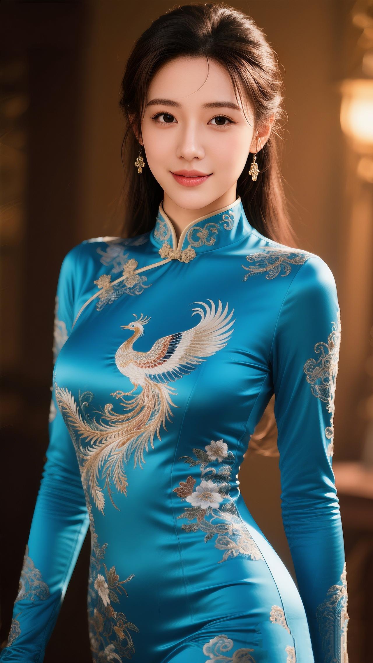 《穿旗袍的女子，是流动的诗行》锦缎裁云，盘扣锁香一袭雅韵，漫过旧时光青