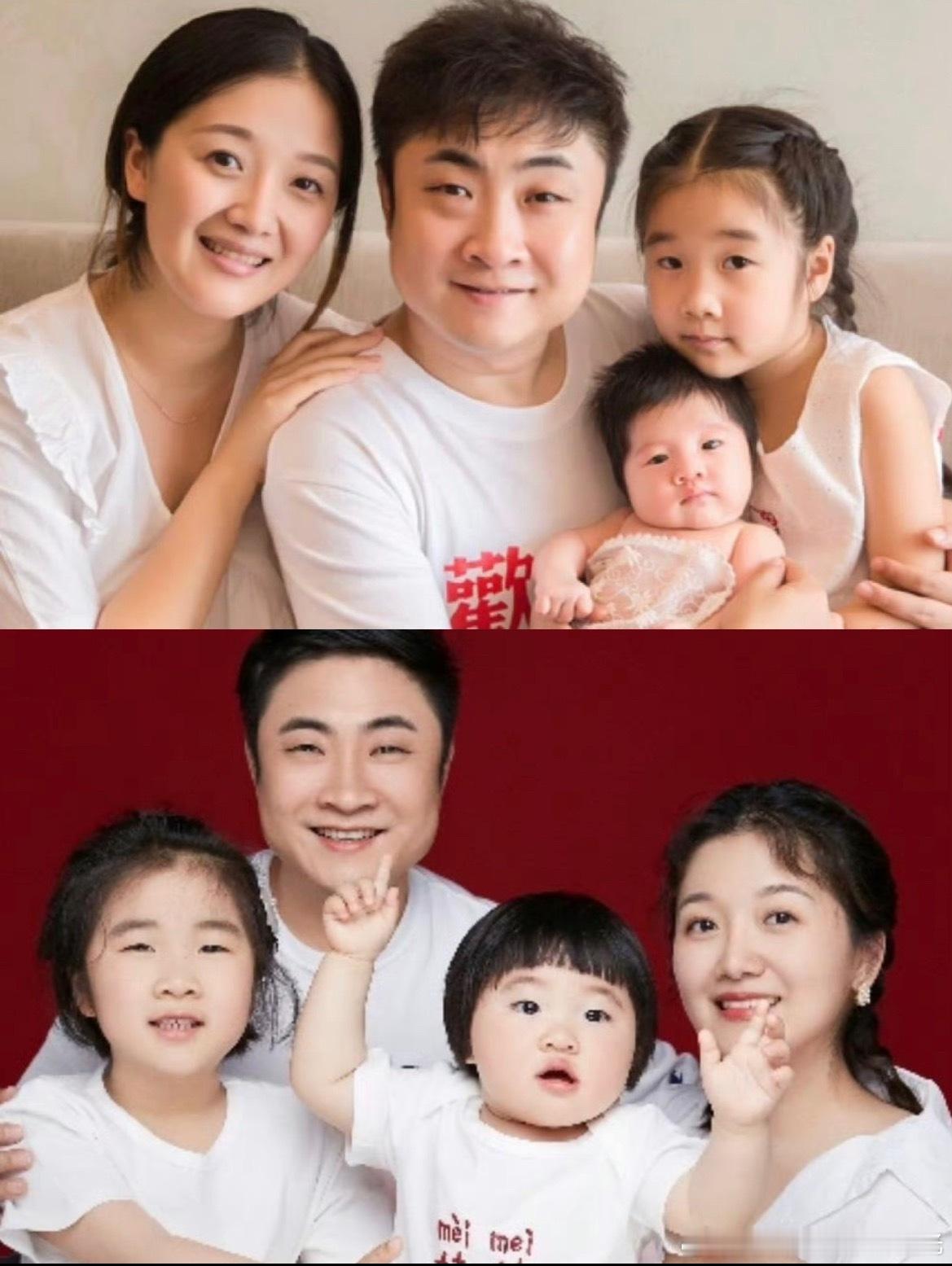 乔杉一家五口合照乔杉一家五口，两个女儿一个儿子，有儿有女圆满啦，乔杉的基因太强大