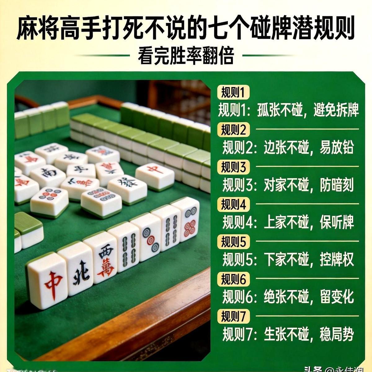 打麻将总输，不是手气背，是你碰牌碰错了。高手圈里流传一个说法：宁可拆对，不开
