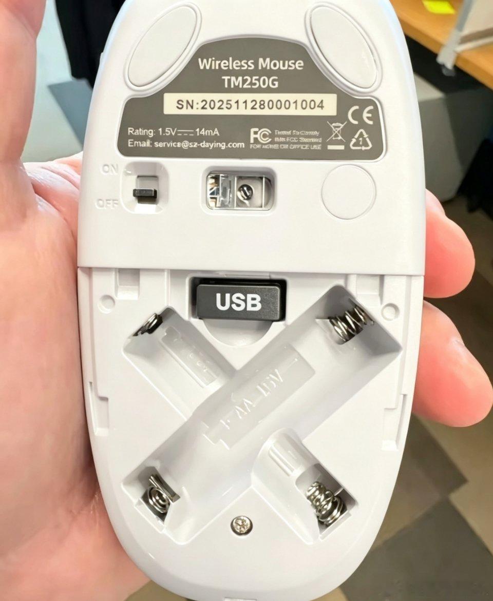 这个无线鼠标挺有意思，能选5号或7号电池来装，配重设计真是天才想法。