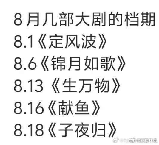 8月大剧，看来又是平静的一个月[doge]​​​