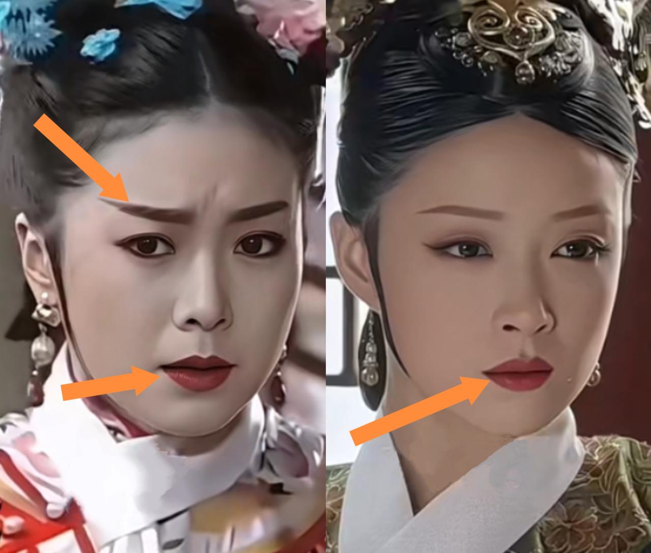 看鲁文和蒋欣的对比照，两人的脸型、唇形真的几乎一模一样，其他地方虽然不太像，但光