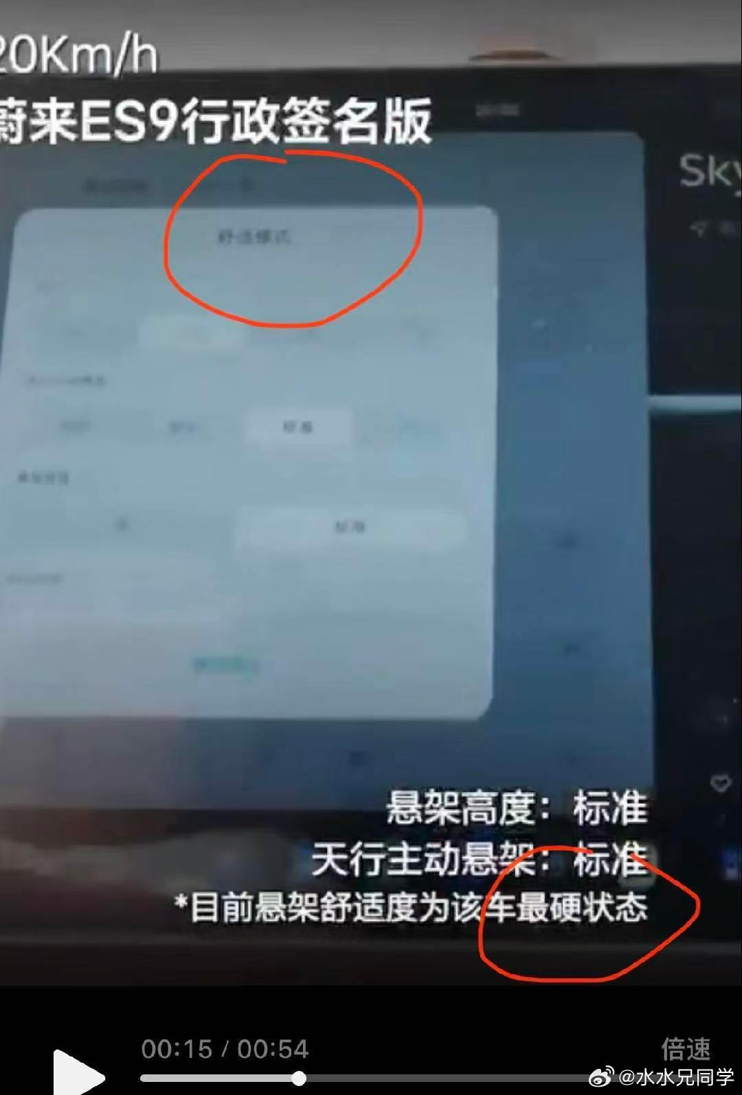 蔚来天行底盘在最硬的运动模式下，主动悬挂的能力最大，车身调平能力最强。而并非图中