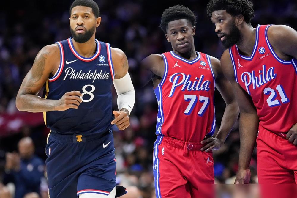 76人新三巨头诞生！！！乔治23分6篮板5助攻，正负值+19；这场是对阵