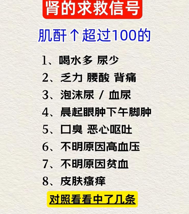 血肌酐偏高要留意，这些身体信号提示肾脏需要重视