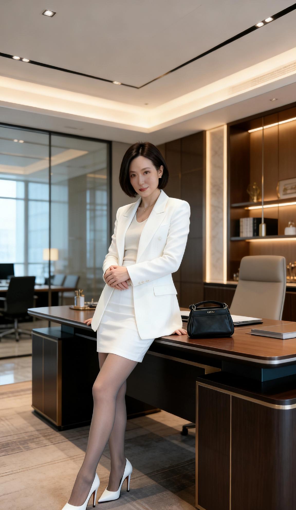 职场女强人，优雅白西装，自信满满！💼✨