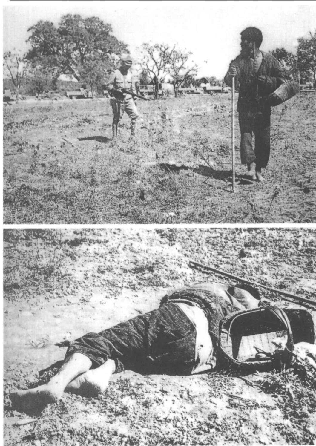 鬼子在南京郊外枪杀无辜百姓前一秒还是活生生的，后一秒已经惨死在鬼子的枪下，这是