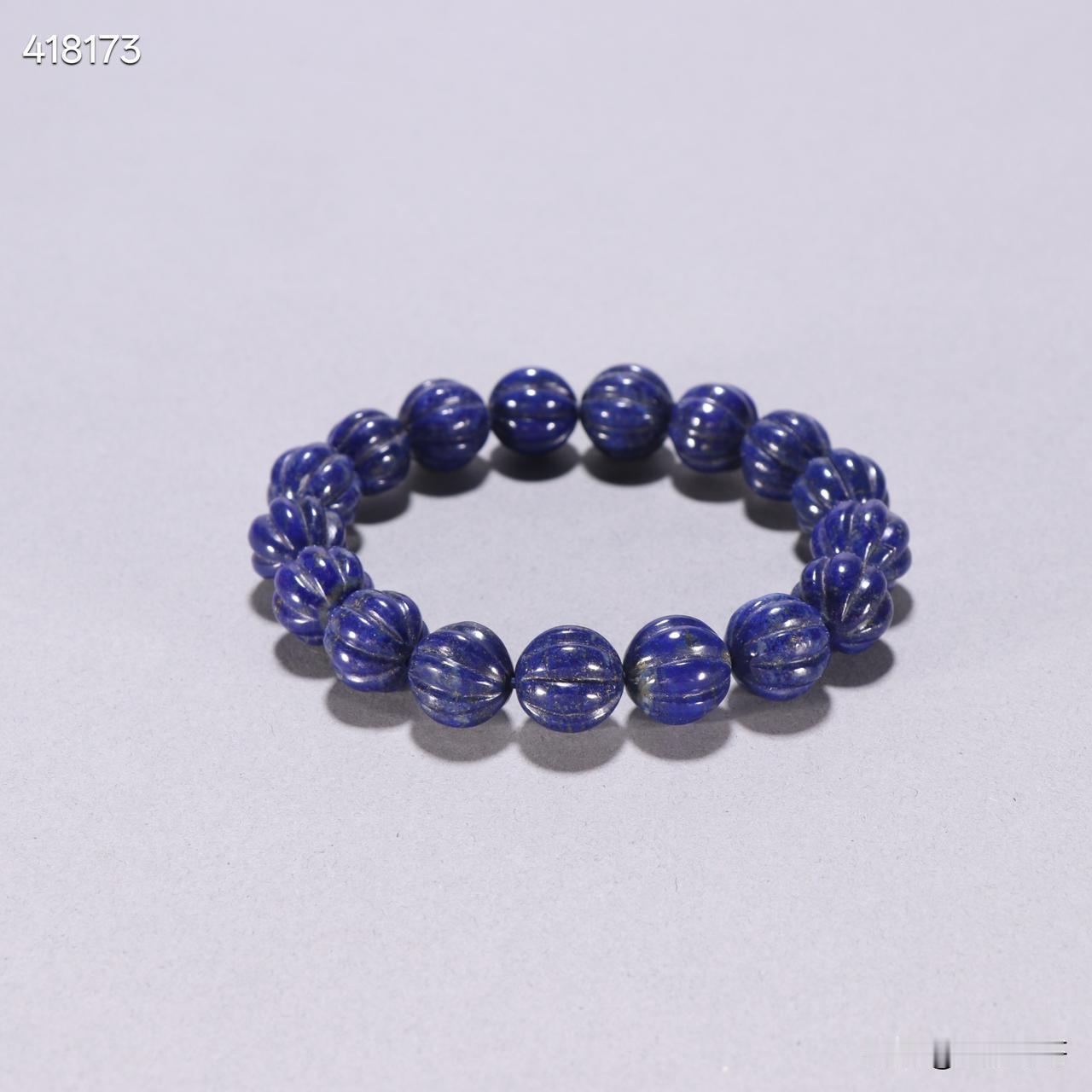 清青金石瓜棱手串规格：珠径1.1cm