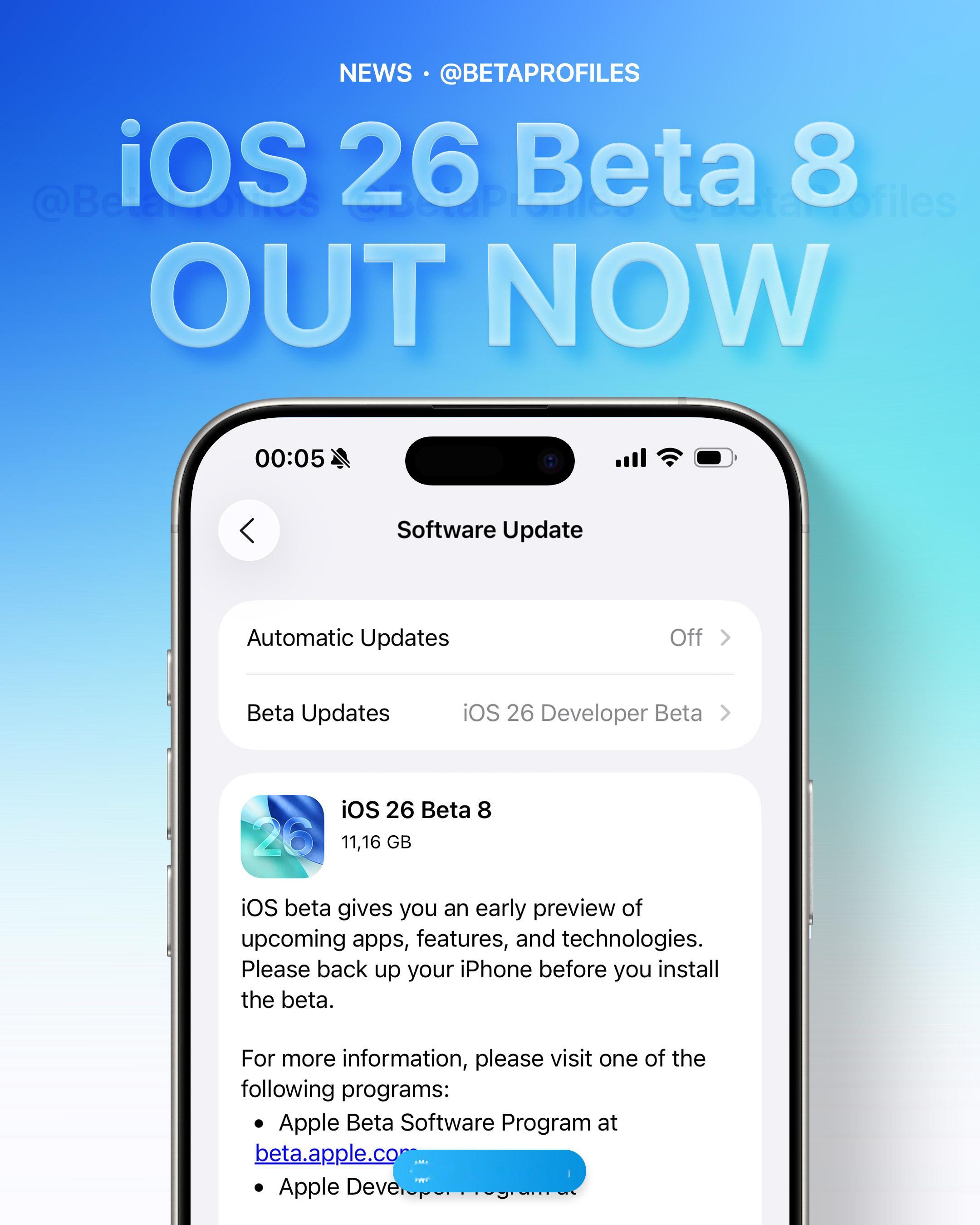 有更新苹果内测系统的吗？iOS26Beta8刚刚发布，这应该也是最后一个测