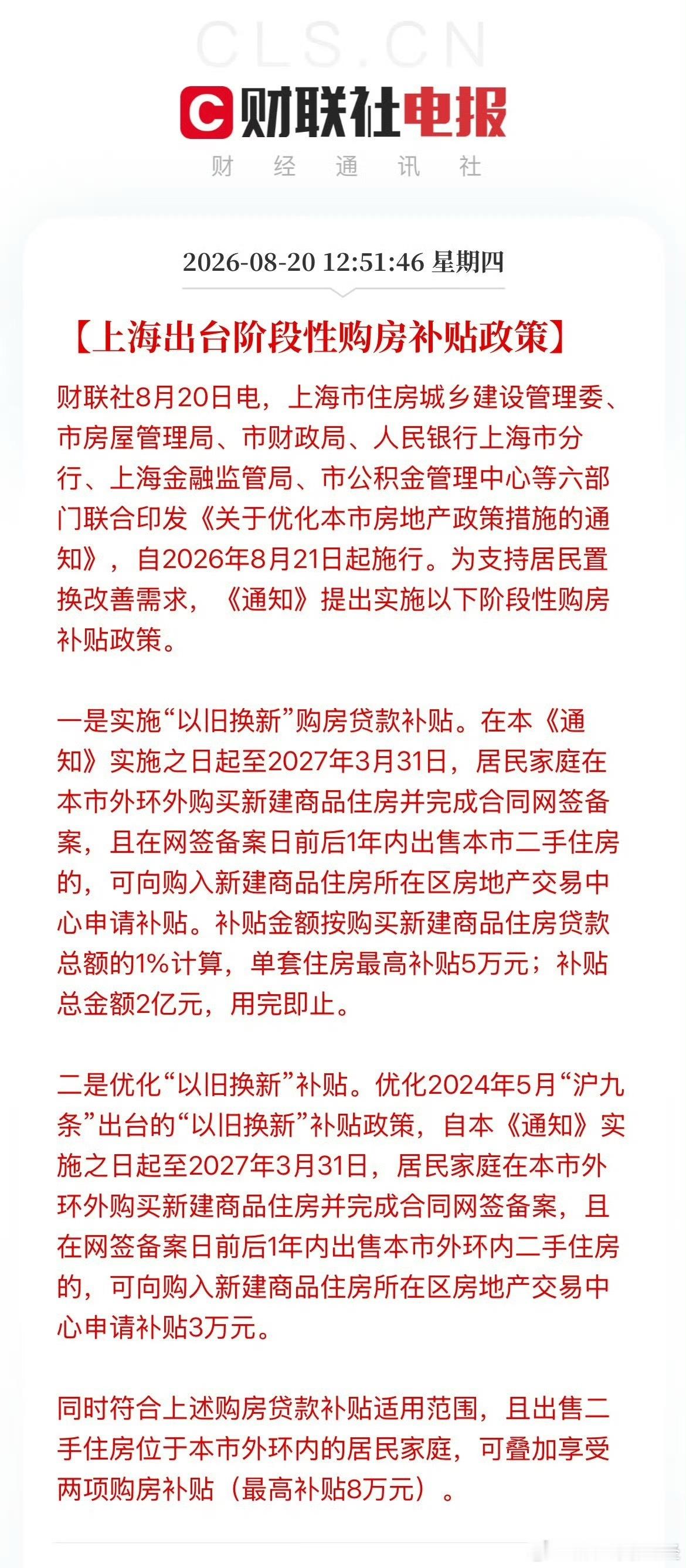 【上海出台阶段性购房补贴政策】这么快就来了，我之前说房子是消费品，可能买房也会有