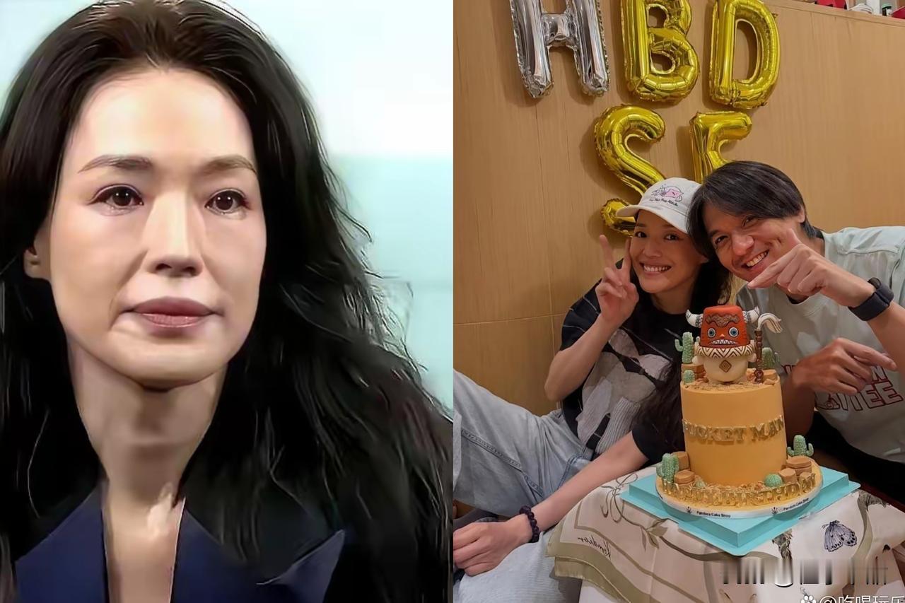 舒淇回香港给冯德伦过52岁生日了。在家弄的，挺简单。她素颜皮肤还紧致着，