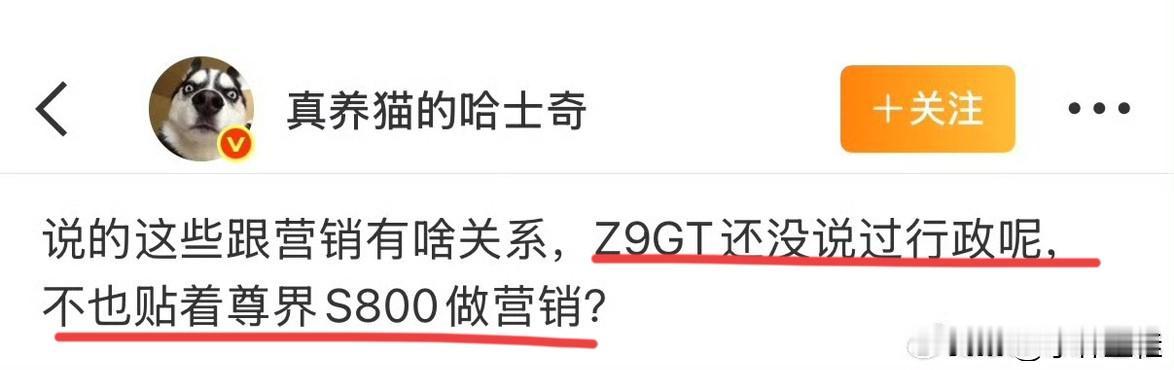博主：“说这些跟营销有啥关系，腾势Z9GT还说说过行政呢，不也贴着尊界S800做