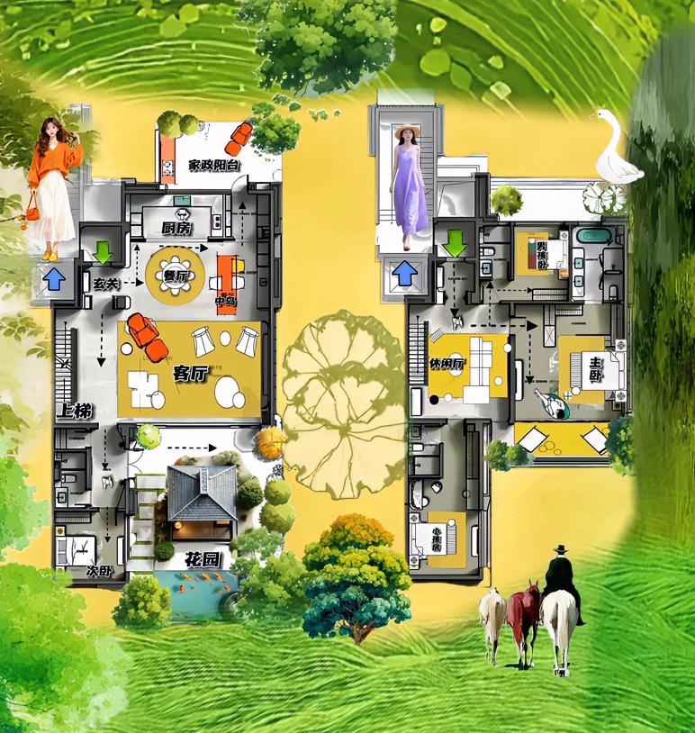 哇噻，叠墅迭代也太快了，格局会玩穿越了。150㎡下叠看着就舒服，满满的胶原蛋白自