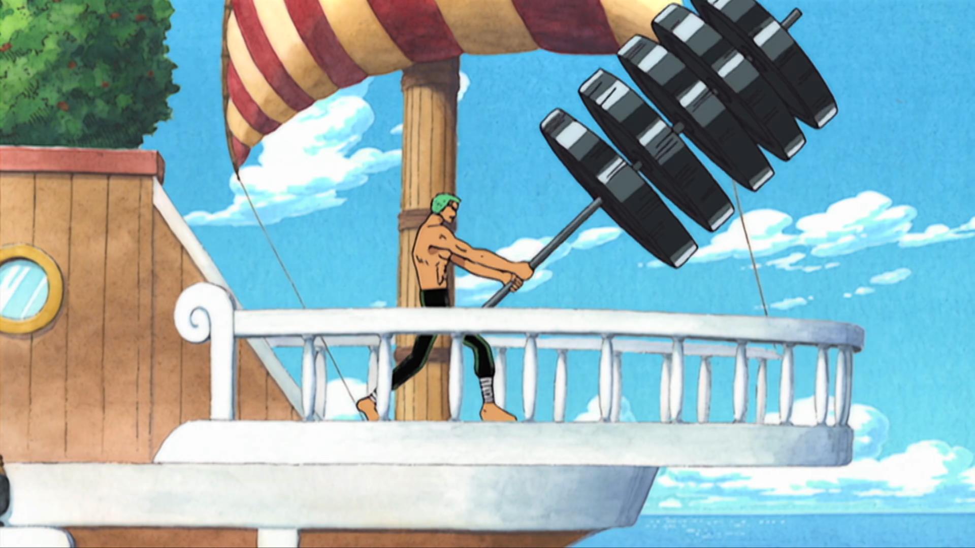 海贼王海贼王索隆在船上不是撸铁就是睡觉