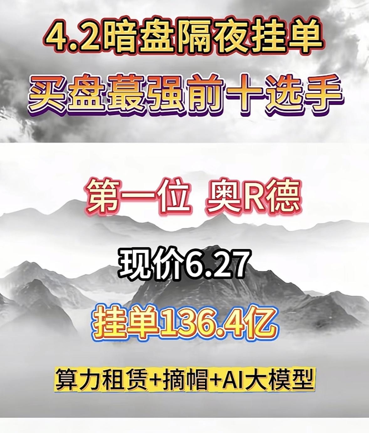 4.2暗盘隔夜挂单这事儿太刺激了！美利云现价20.7，居然挂单47.8亿强势