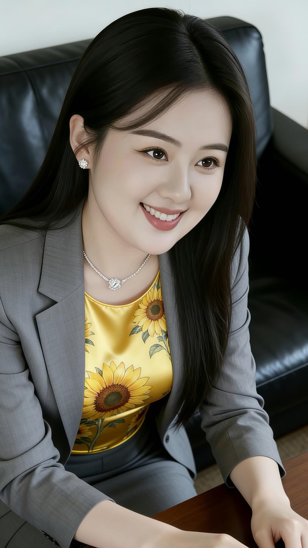 职场女性风采，优雅微笑，时尚穿搭