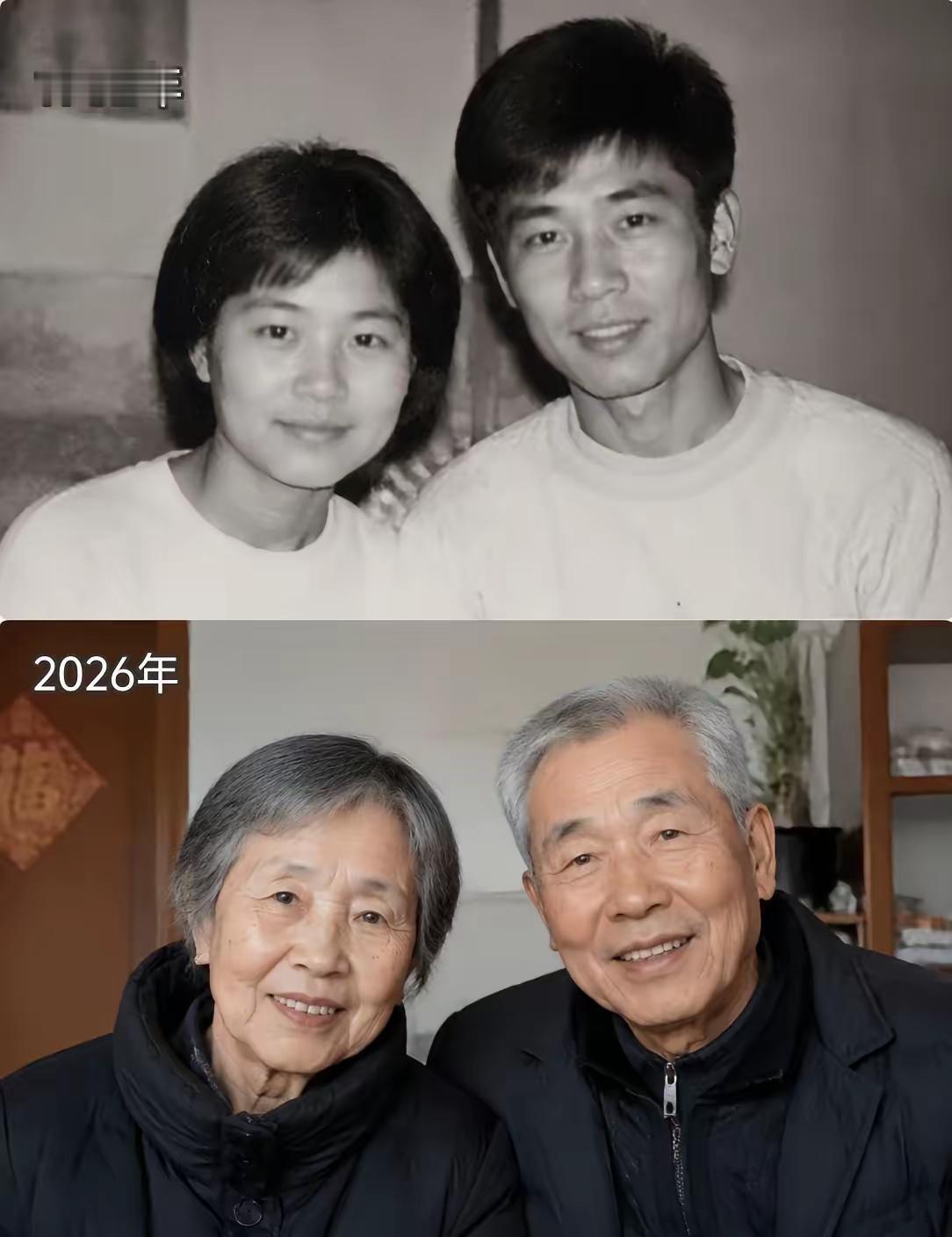 爸妈年轻时，绝对有颜值。而今人已老，恩爱仍如初。