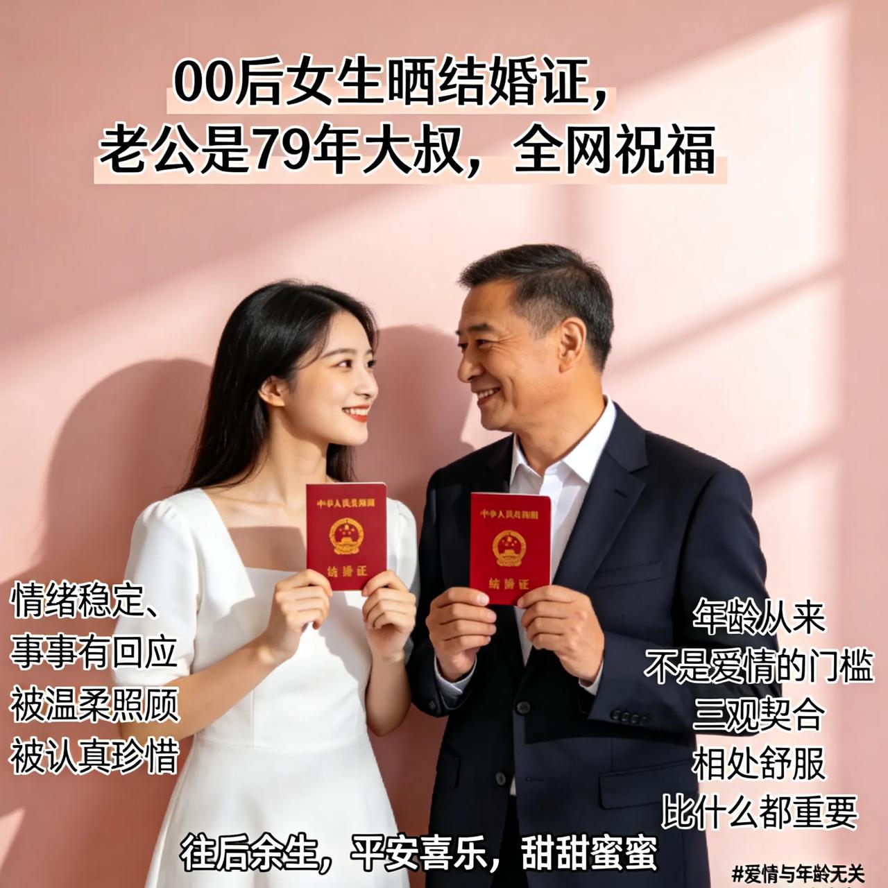 00后女生晒结婚证，老公是79年大叔，全网祝福一位00后姑娘大方晒出结婚证