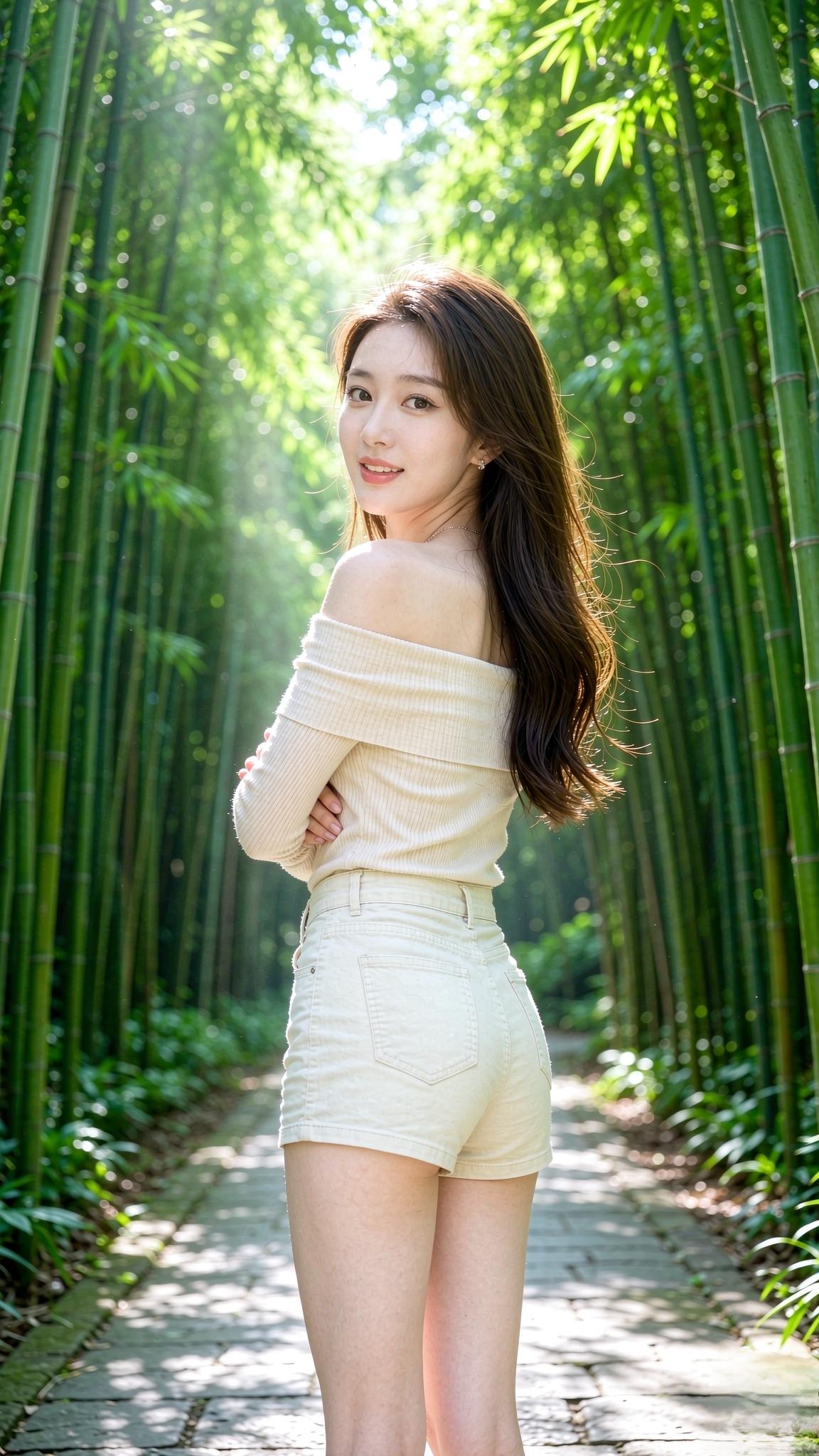 宜兴竹海风景区自然下的佳人美女下凡找美景