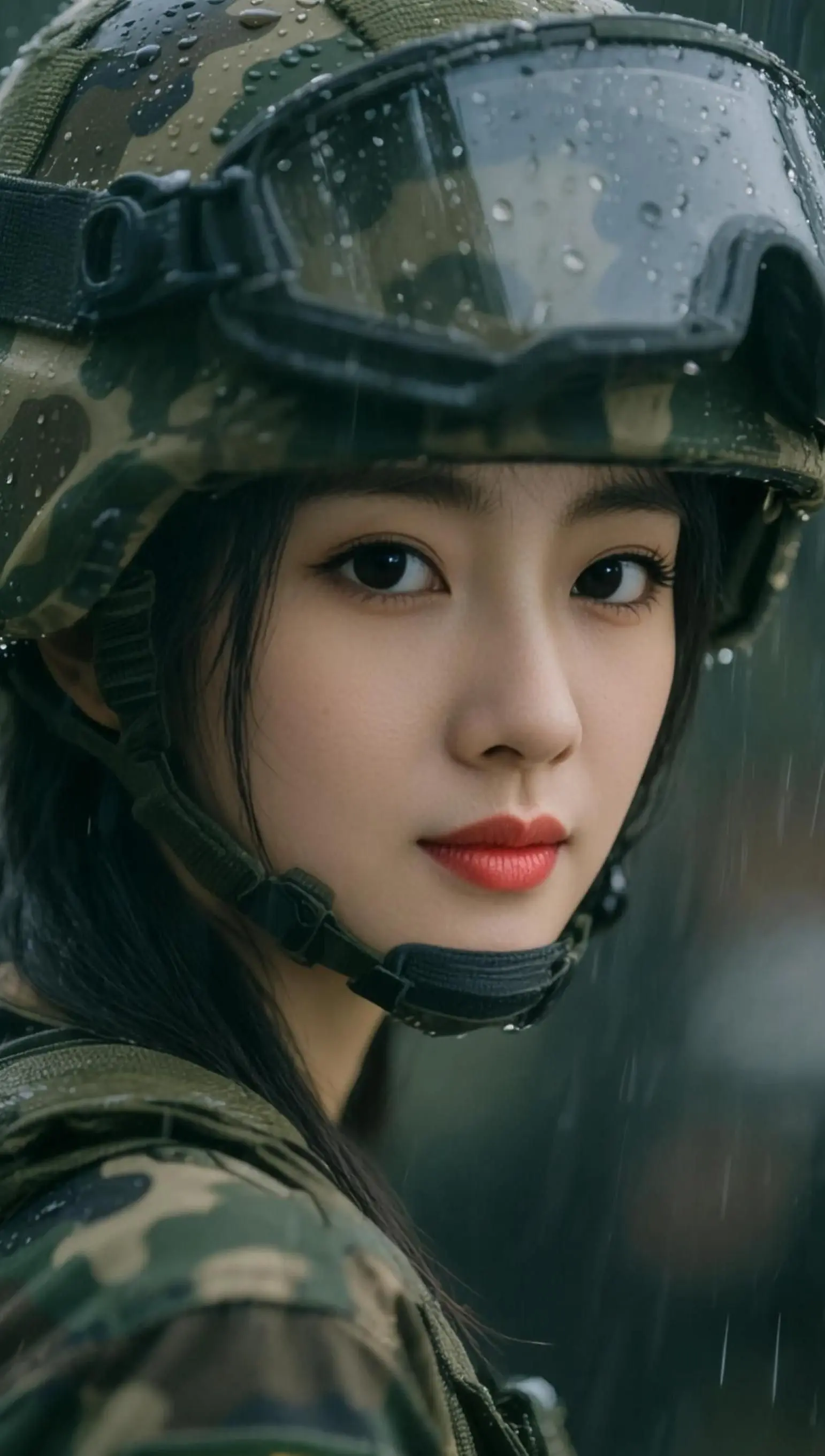 AI雨中戎装写真