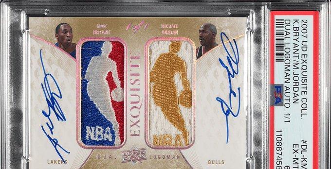 一张有科比和乔丹的双签名卡，竟然在拍卖行拍了创纪录的1293美元。据说，在今年8