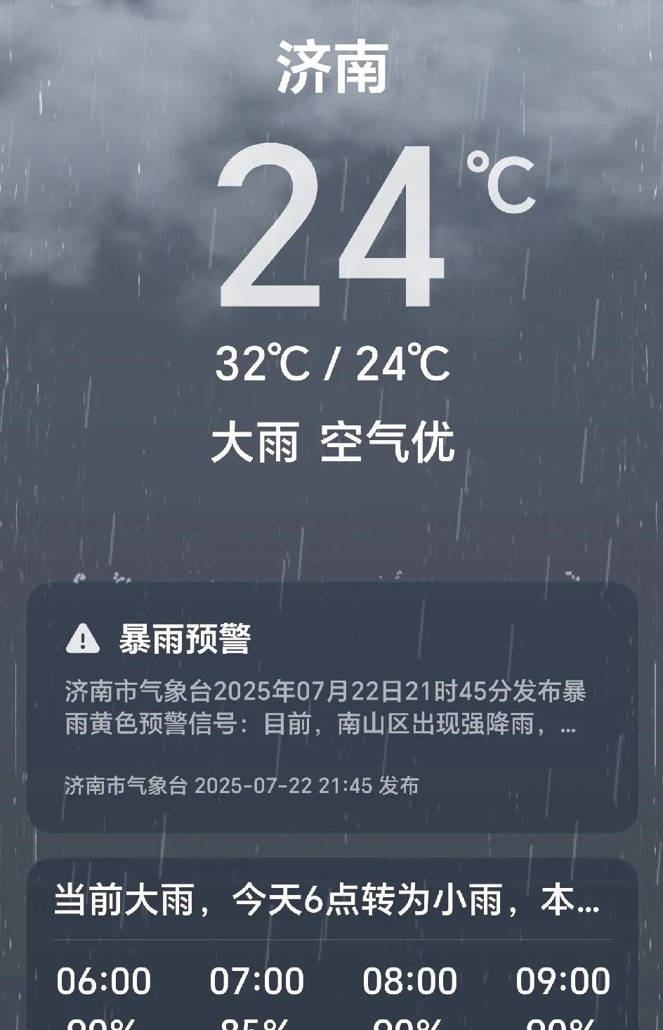 早晨醒来，雨还在下。这台风携带的水气真不小。济南的旱情已经解除了。连续两夜都被幸