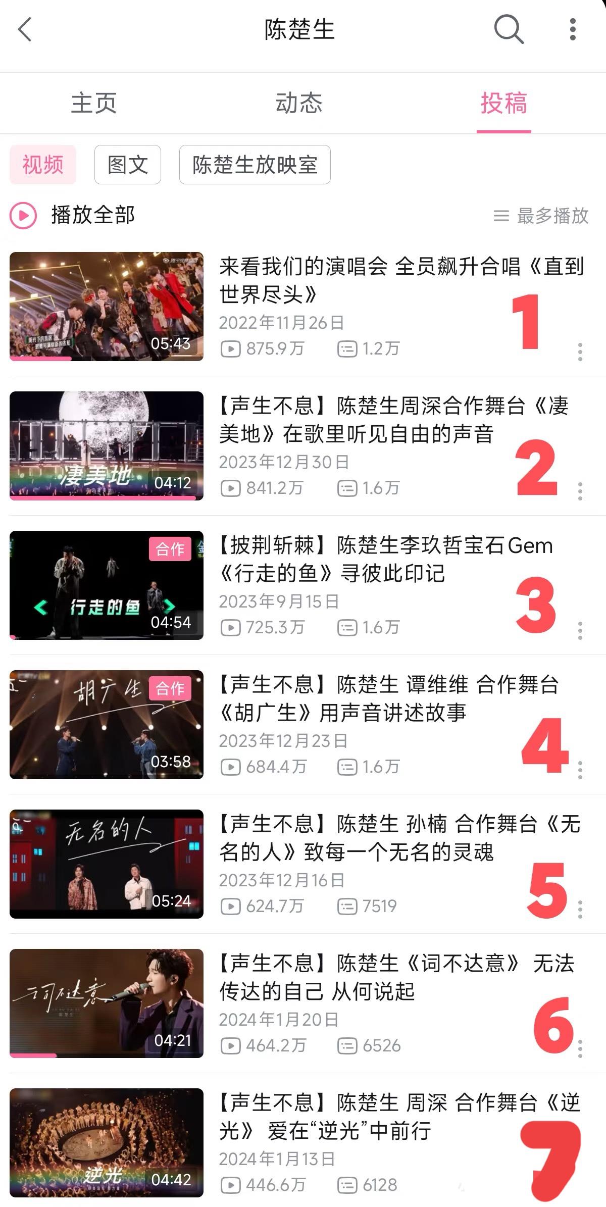 牛，陈楚生有52个舞台在B站过百万！快进来看看吧，还有哪个舞台你没看？哪个是