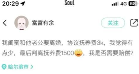 “瞎出主意！”女子离婚，丈夫约定每月给孩子3000元抚养费。女子同意，可闺蜜却觉