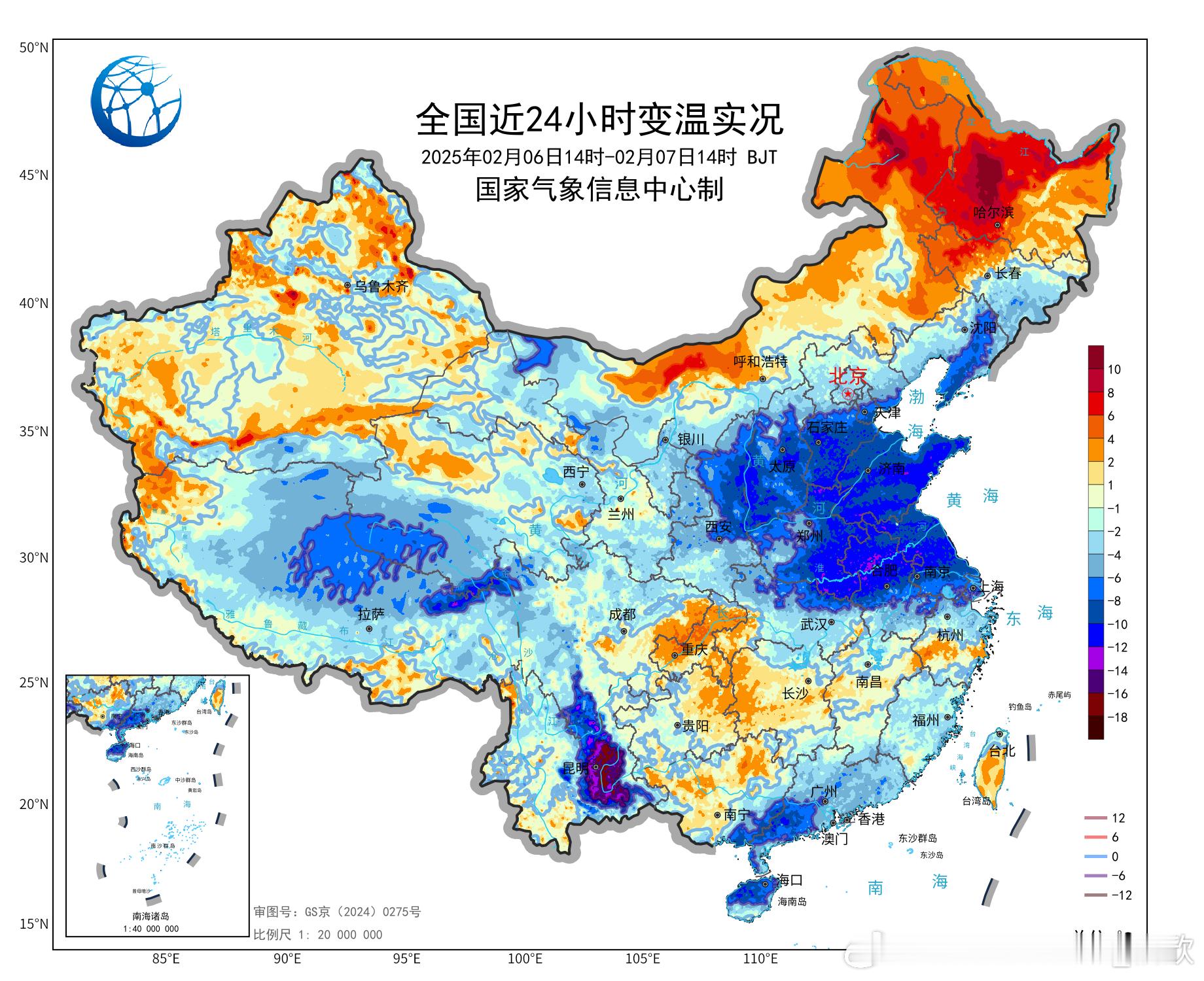 【降温】今天强冷空气南下，华北到长江中下游，以及福建、广东、海南、云南东部等地出