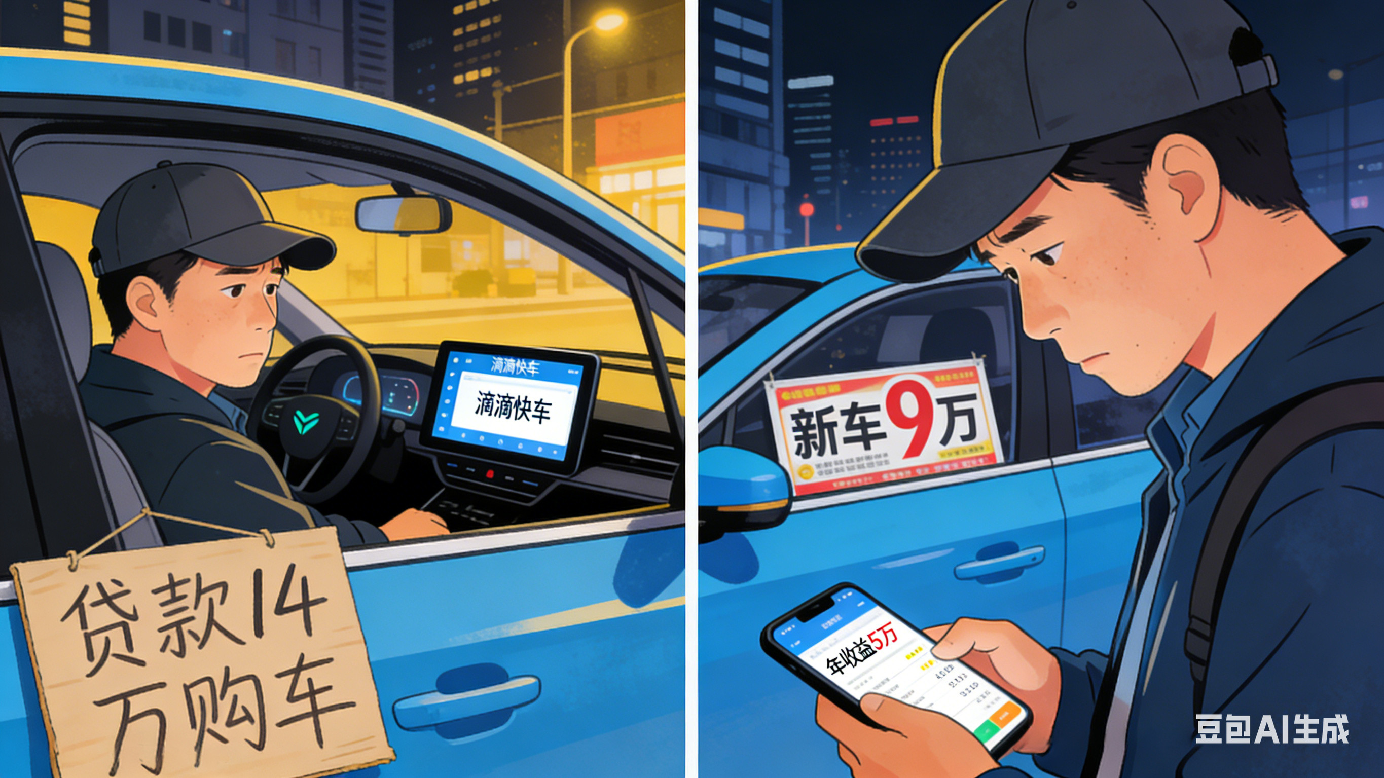 中国新能源车的故事：一哥们失业了去年贷款14万买了一辆电车，开始跑滴滴快车，累死