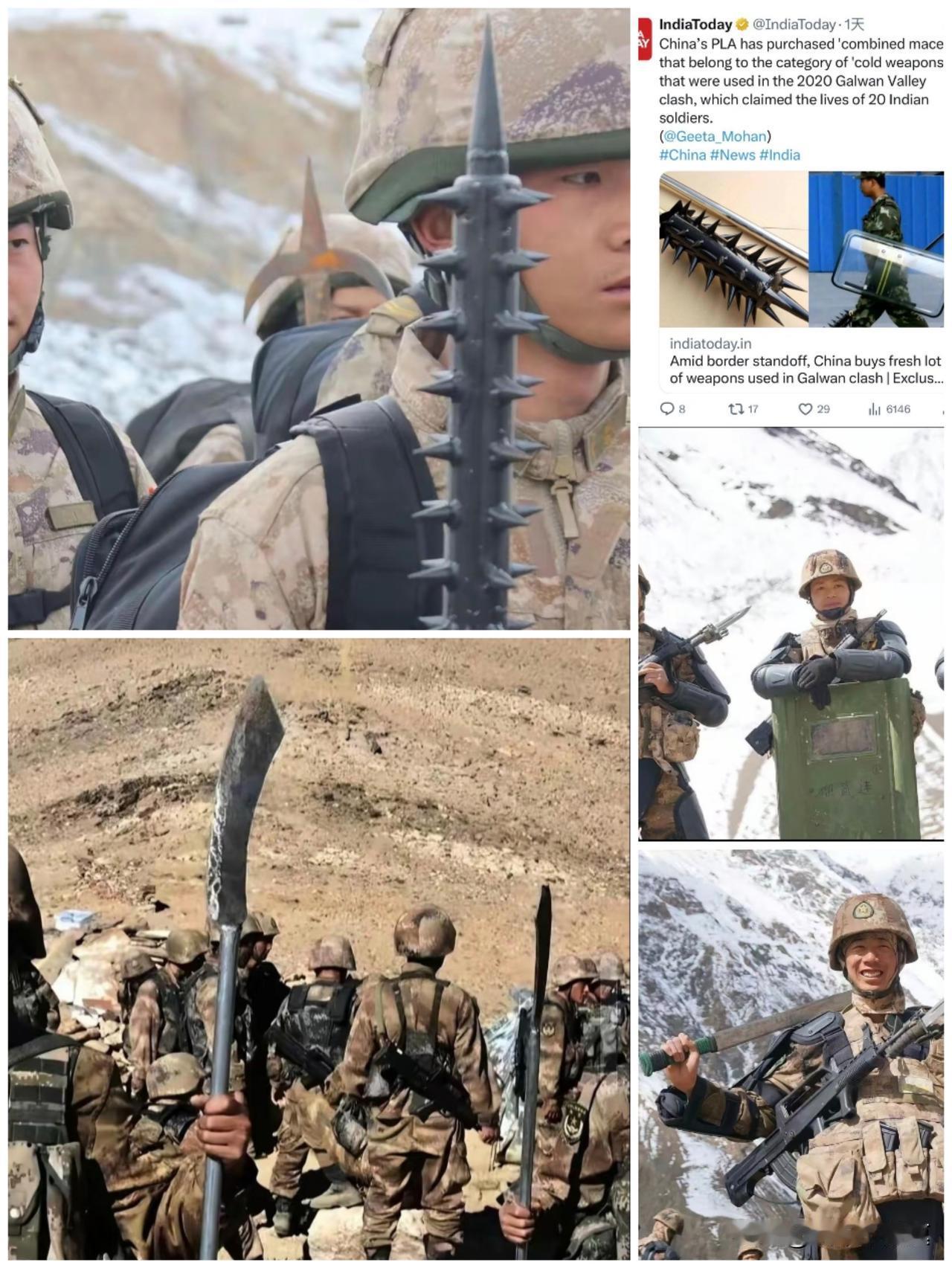 高寒对峙中，手中的高强度绝缘狼牙棒堪称“冷兵器之王”：1.8米的长杆上密布钝击凸